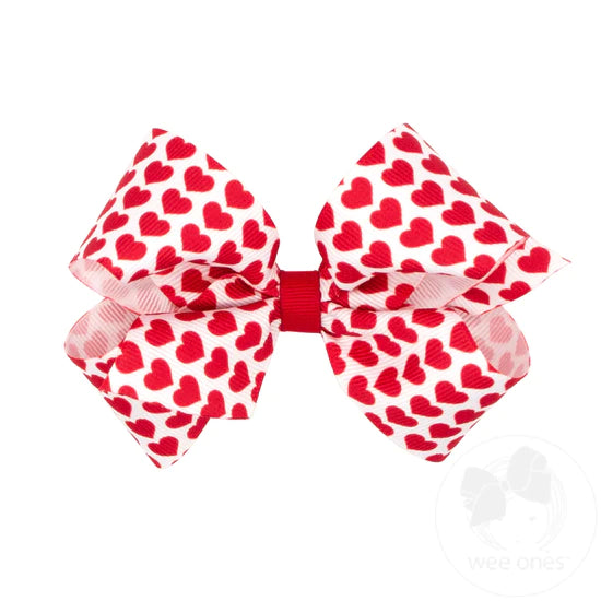 medium heart print bow