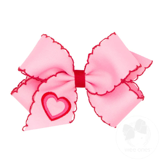 medium heart moonstitch bow (pink)