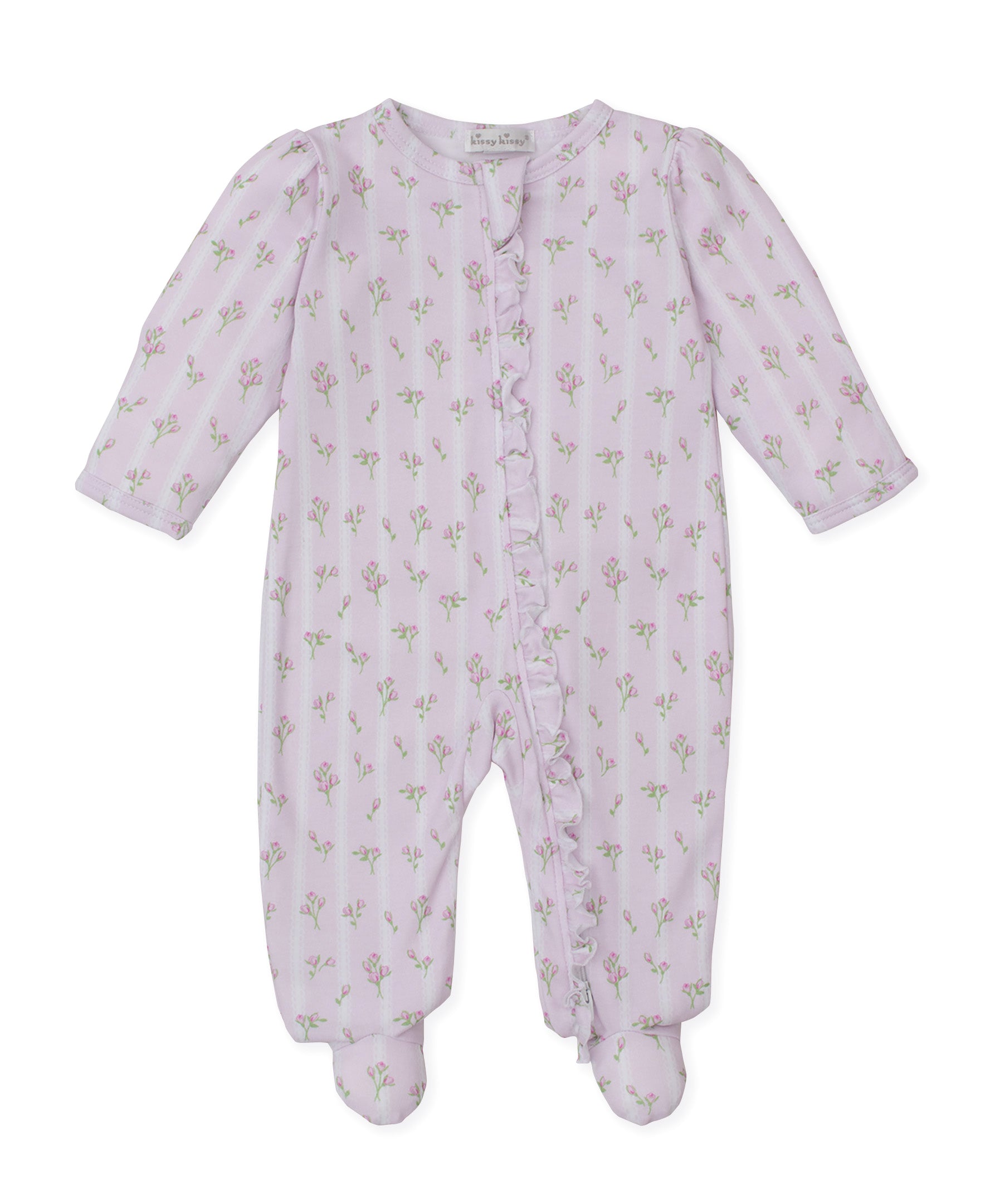Baby Girl Blue Ribbon Stripe Bouquets Footie main image 0