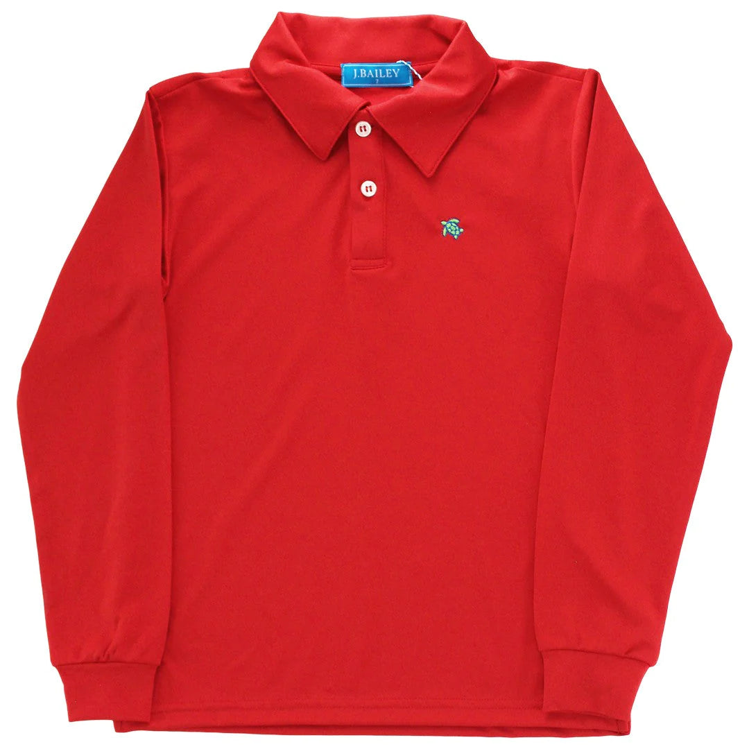 Harry Long Sleeve Performance Polo- Red