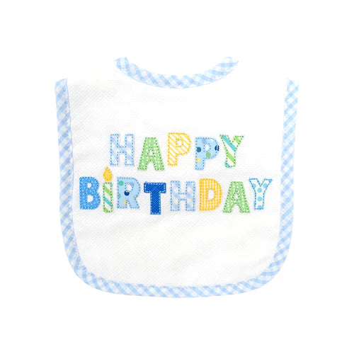 Blue Happy Birthday Toddler Bib