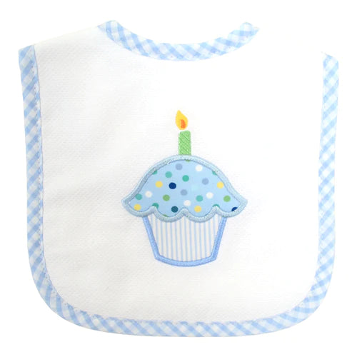 Blue Birthday Cupcake Bib