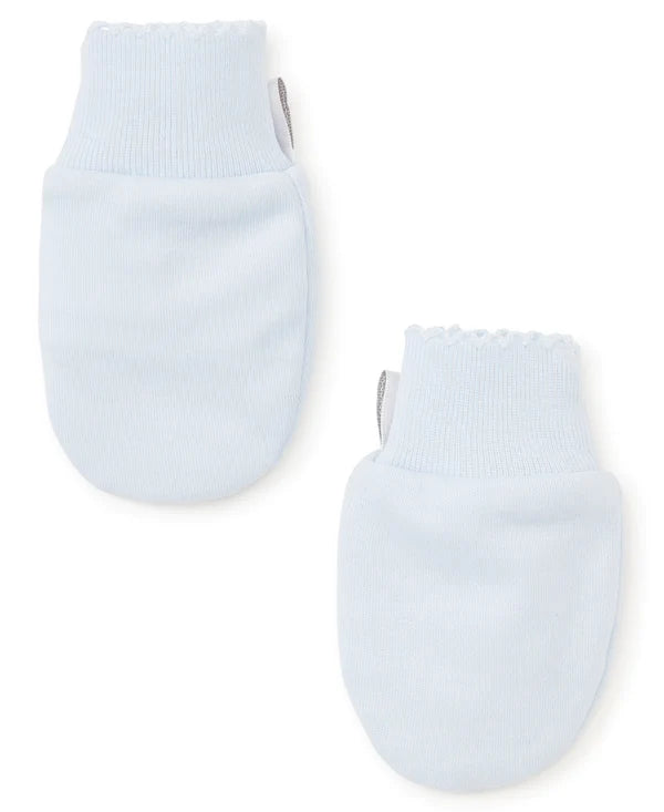 Light blue baby mittens