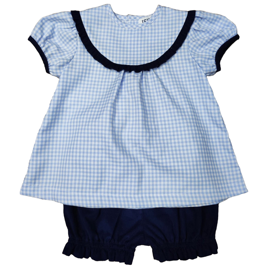 BLUE PLAID BLOOMERS SET