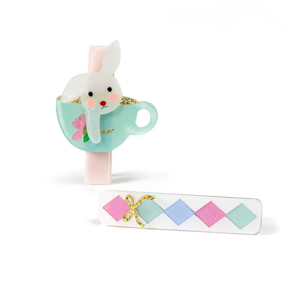Bunny in teacup hair clips