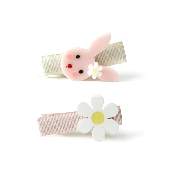 Bunny and daisy hair clips