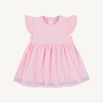 Daisy's Diaper Cover Dress - Pier Party Pink with Beale Street Blue Embroidery