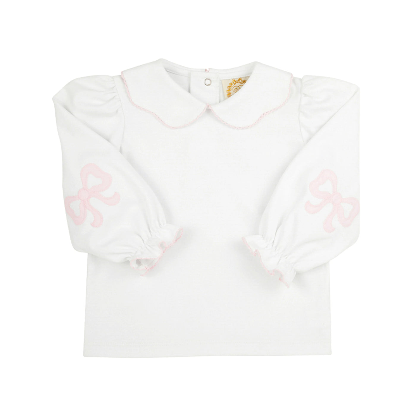 Emma's Elbow Patch Top & Onesie - Worth Avenue White with Palm Beach Pink