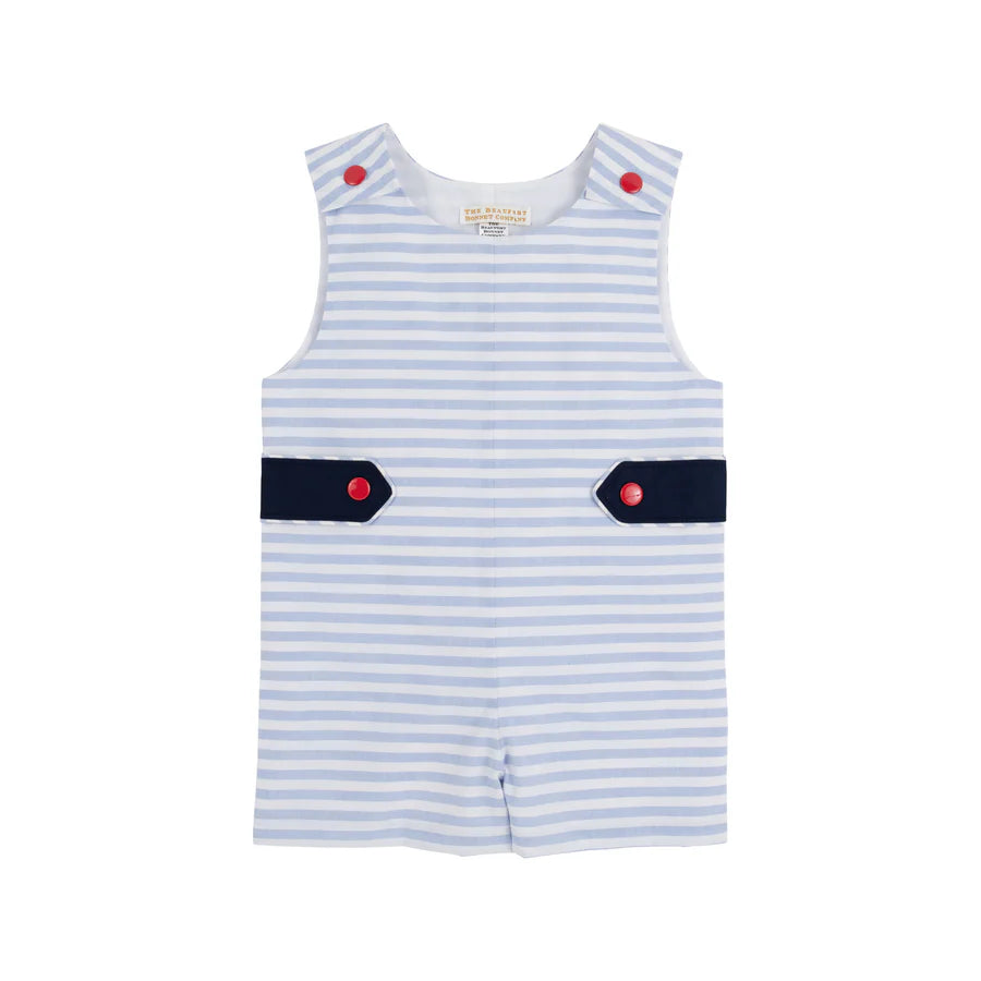 Jack Keene Jon Jon - Park City Periwinkle Stripe with Nantucket Navy & Richmond Red Buttons