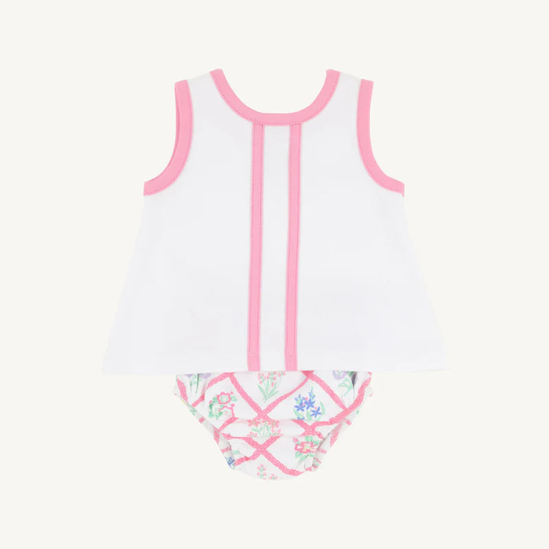 Mary Simms Bloomer Set - French Country Floral with Worth Avenue White and Hamptons Hot Pink