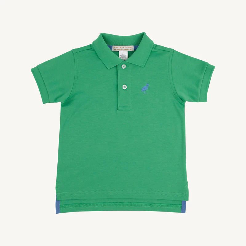 Prim & Proper Polo - Kiawah Kelly Green with Barbados Blue Stork