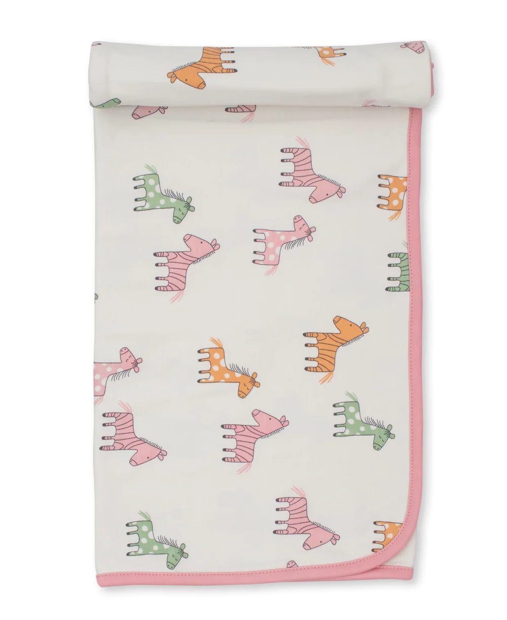 Zebra and Friends Pink Print Blanket