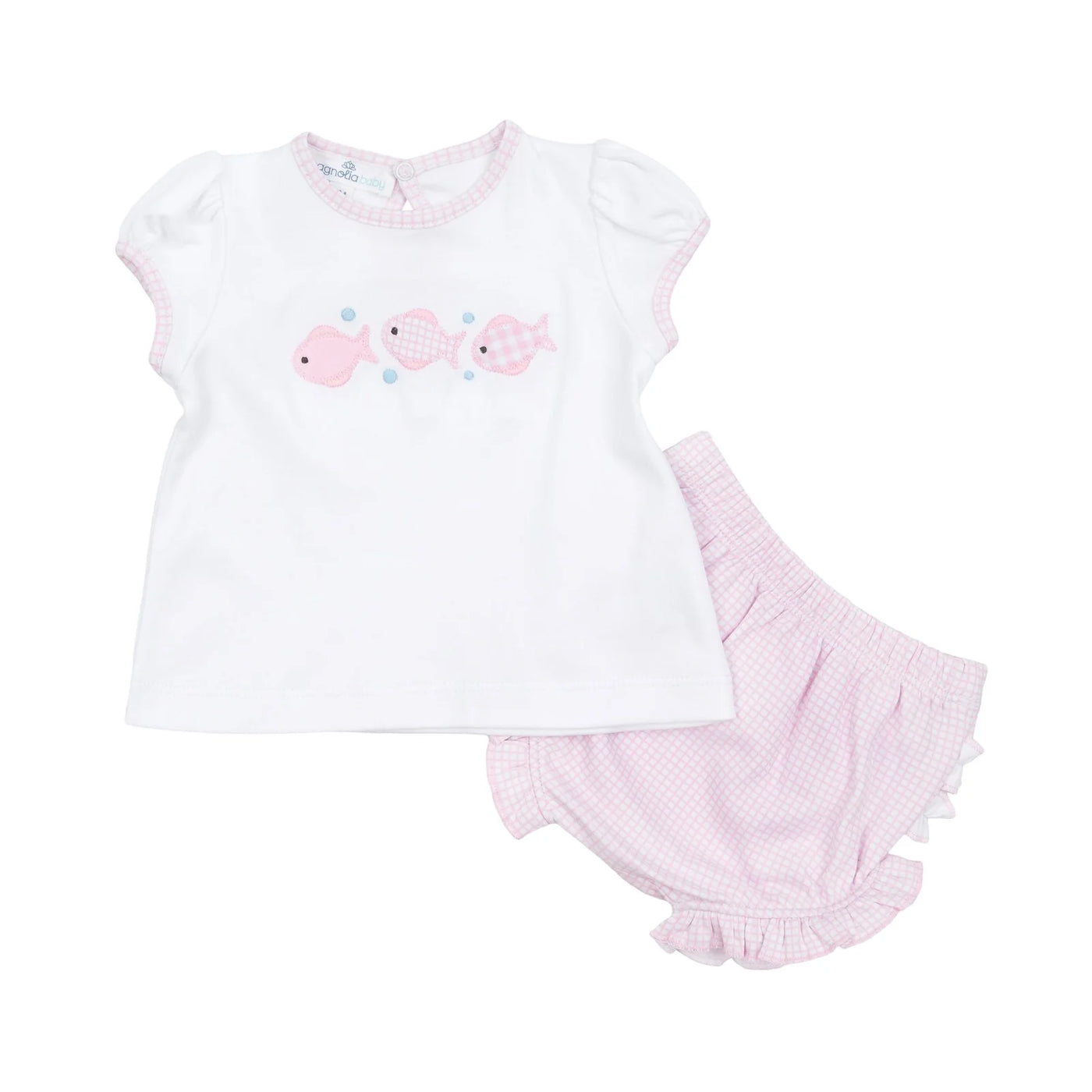 Baby Fish Applique Diaper Cover Set - Pink