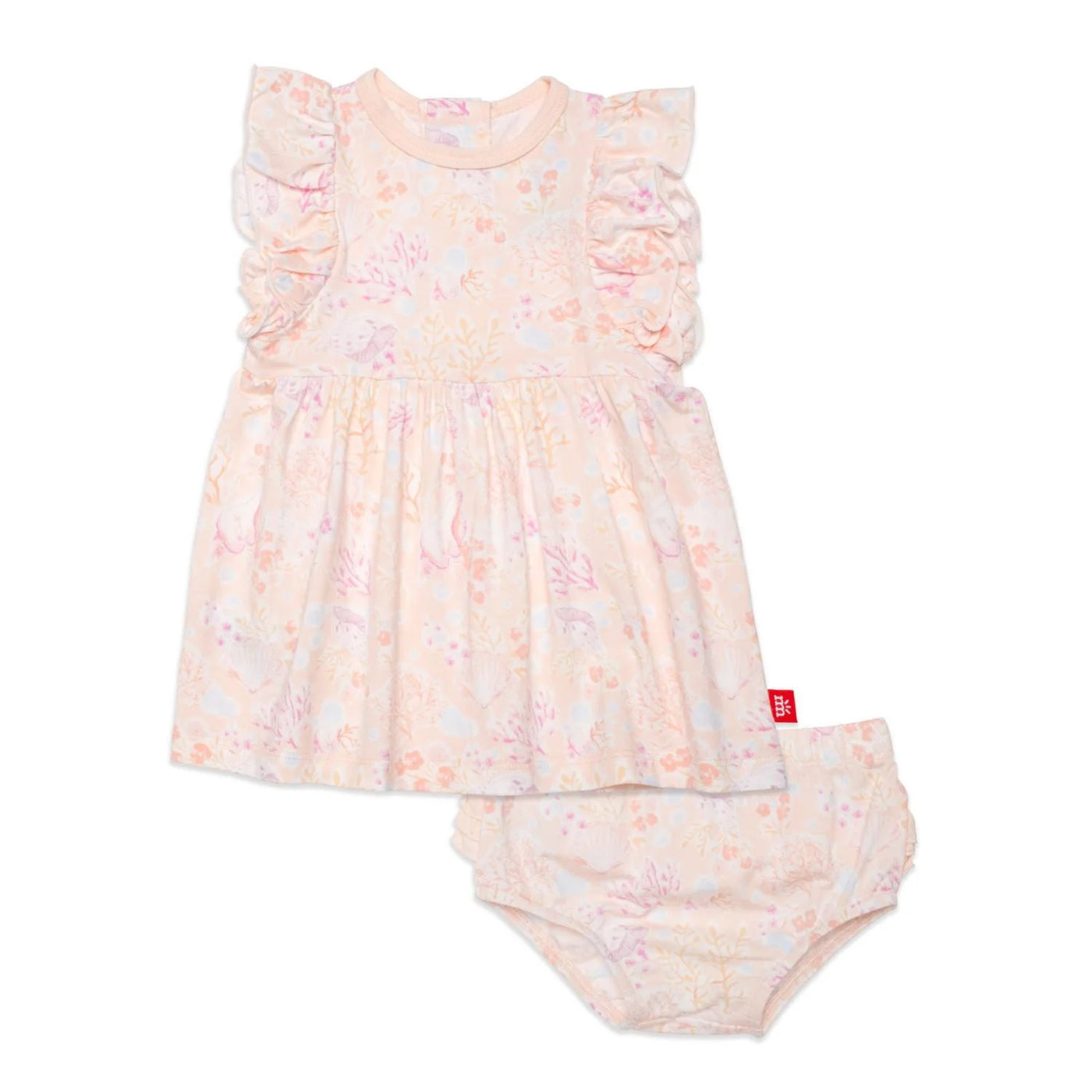 Coral floral baby dress set