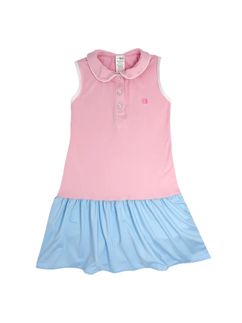 Darla Dropwaist Pink and Light Blue Athleisure Dress