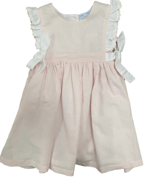 Bella Ruffle Sleeve Linen Dress with Bows