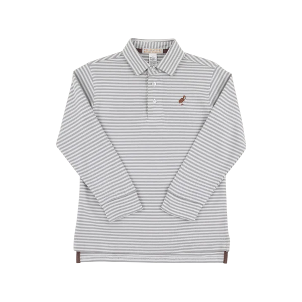 PRIM AND PROPER POLO GRANTLEY GRAY STRIPE