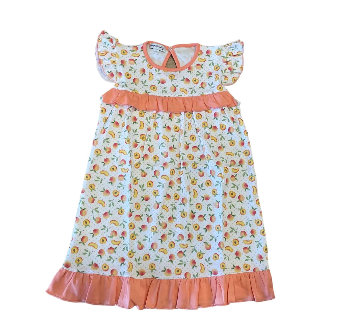Summer Peaches Print Ruffle Dress