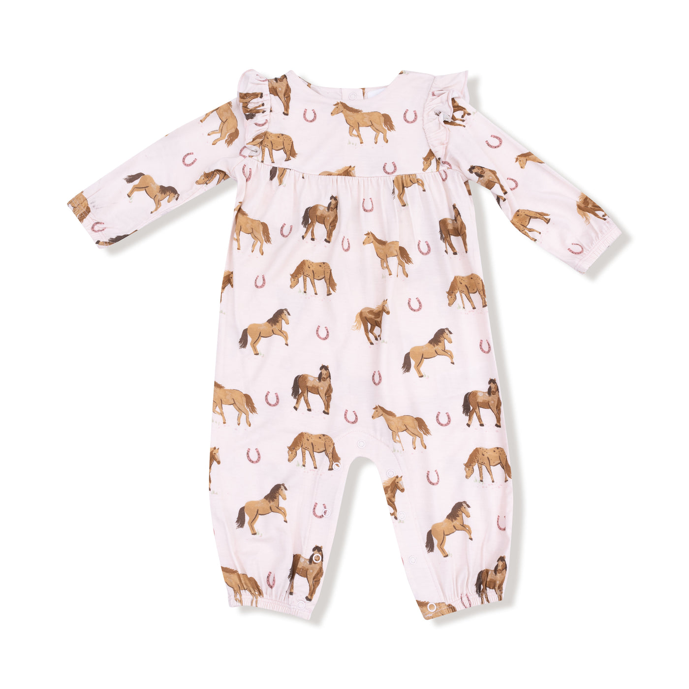 RUFFLE SLEEVE ROMPER HORSES