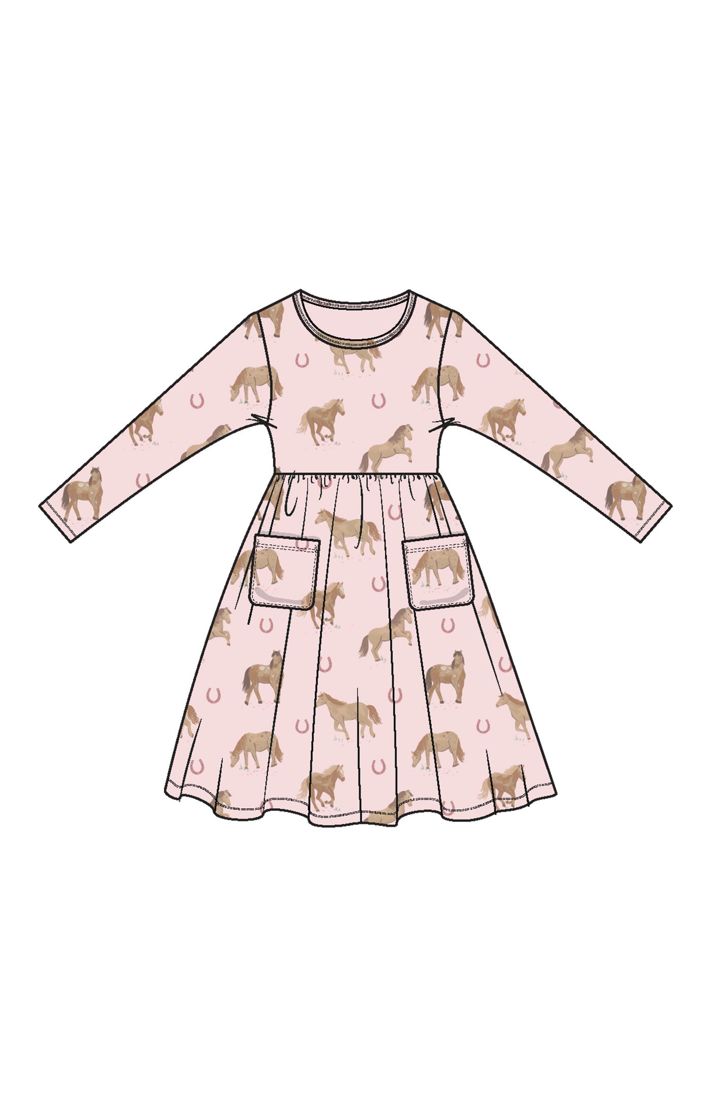 TWIRLY L/S DRESS HORSES