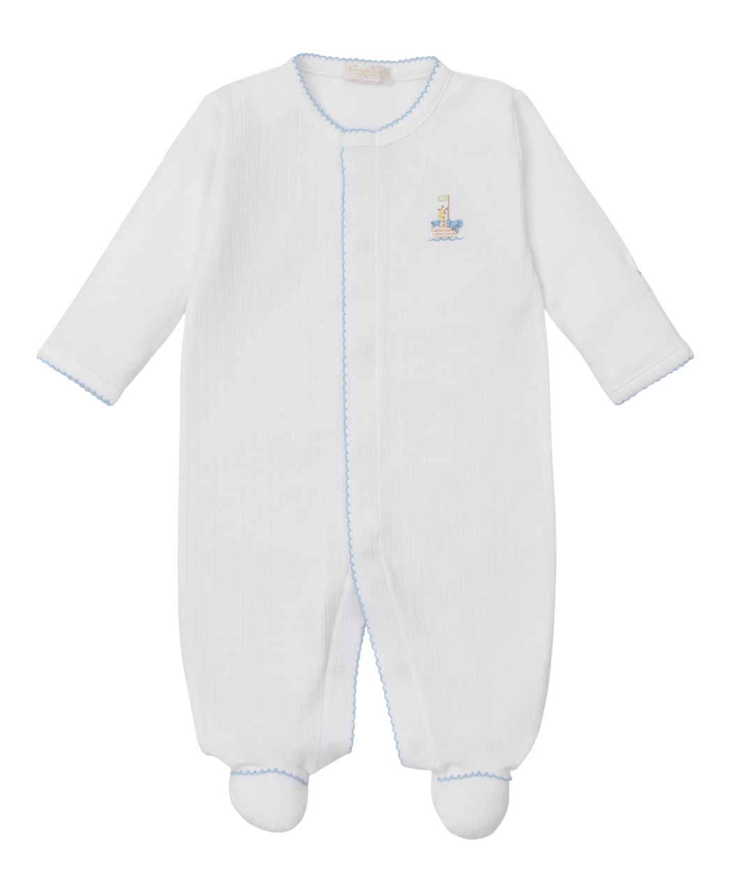 NOAHS ARK FOOTIE W/ HAND EMBROIDERY BLUE