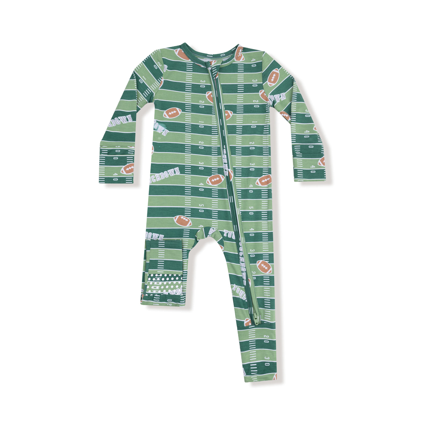 2 WAY ZIPPER ROMPER FOOTBALL FIELD