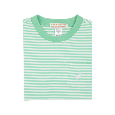 Carter Crewneck - Grace Bay Green Stripe with Worth Avenue White Stork