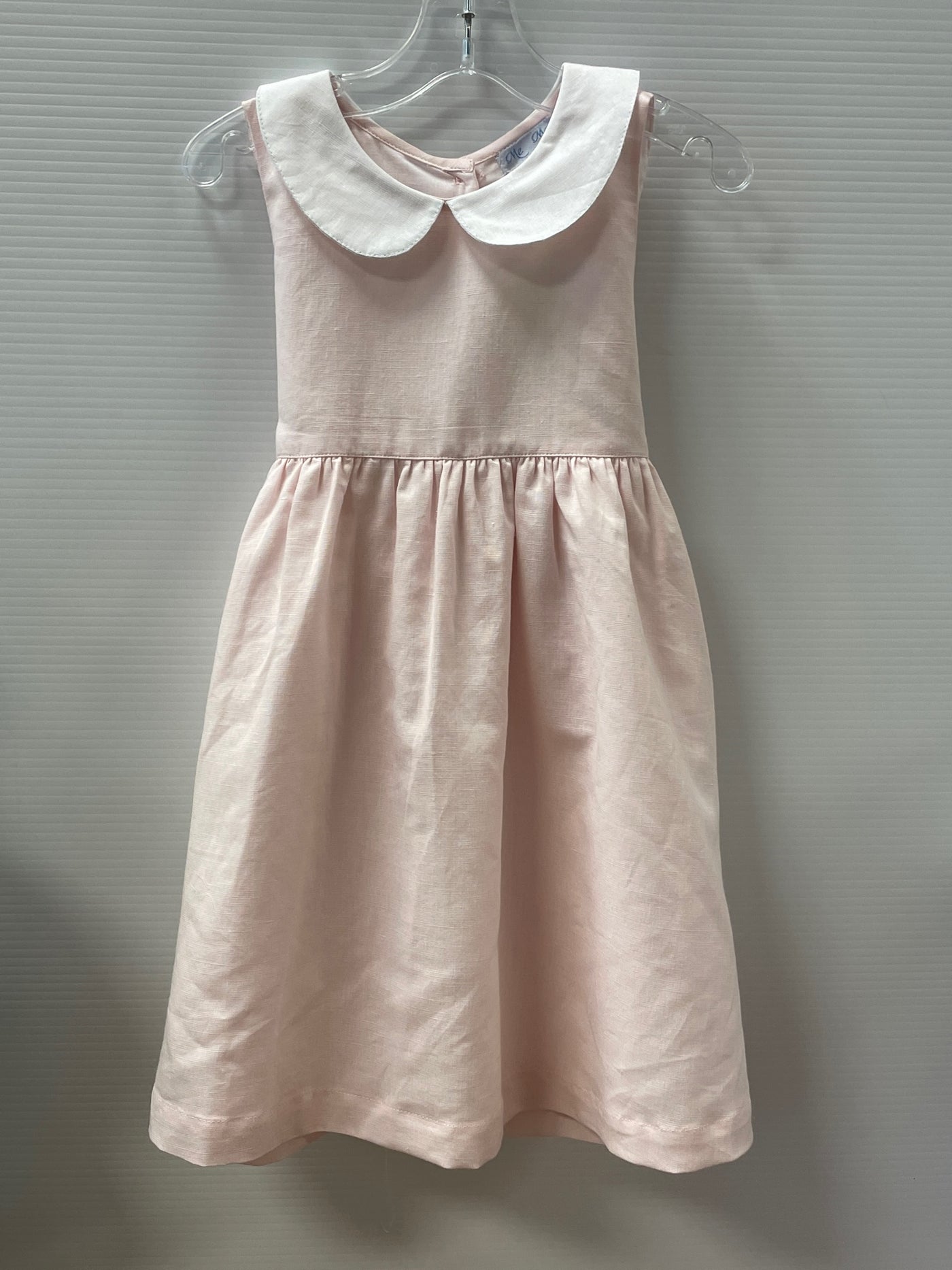 Lillian Sleeveless Dress with White Collar- Linen