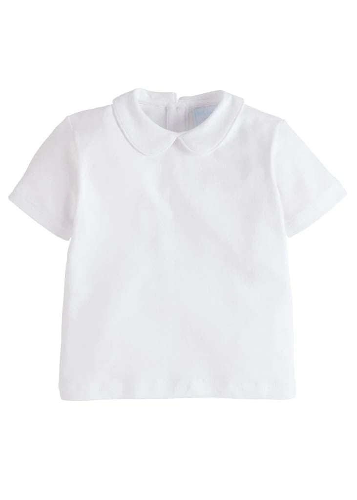 PIPED PETER PAN SHORT SLEEVE - WHITE