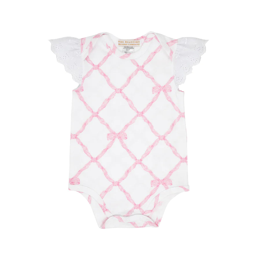 Wendy Onesie - Belle Meade Bow with Worth Avenue White Eyelet