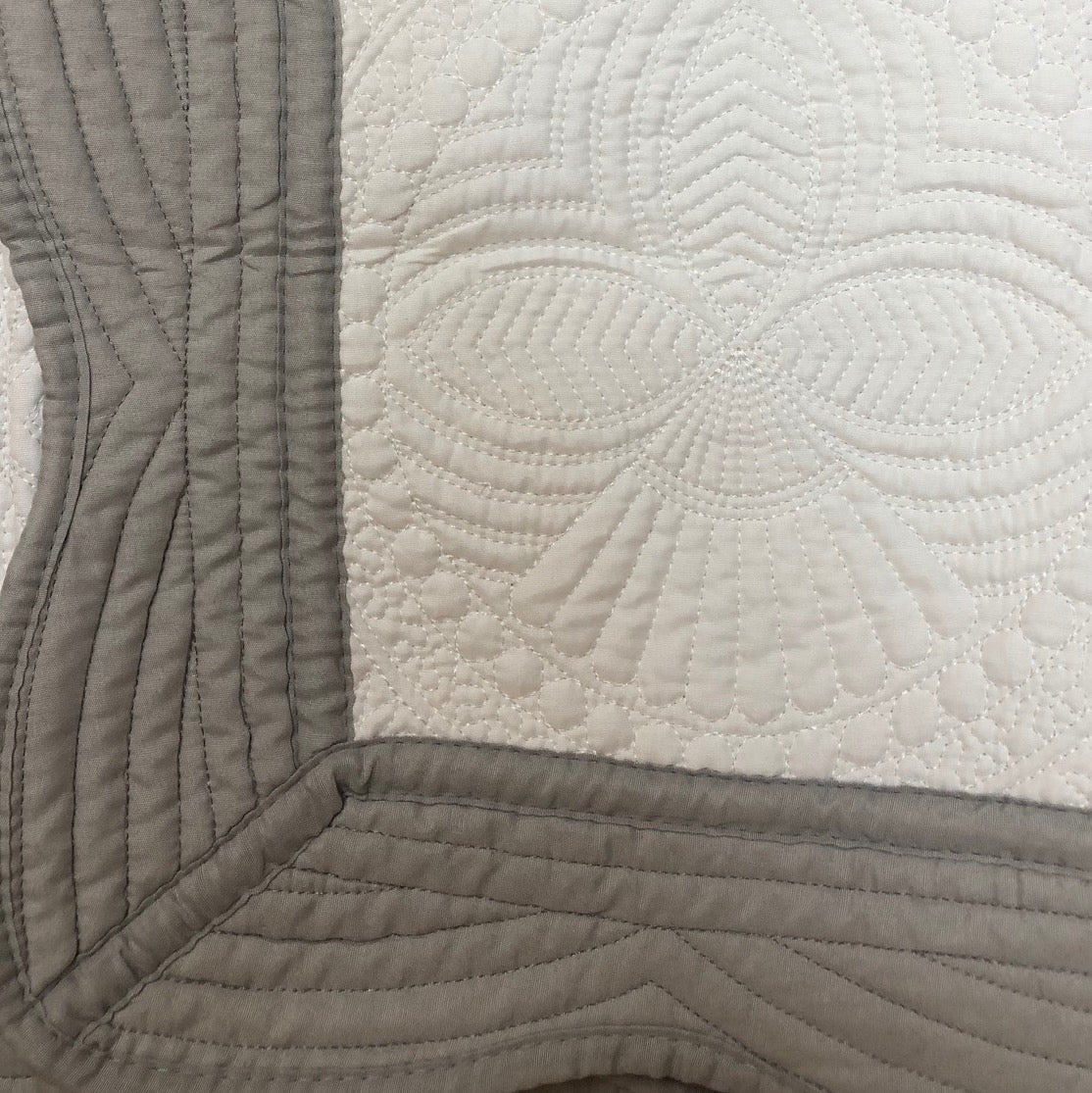 White Baby Quilt with Gray Trim